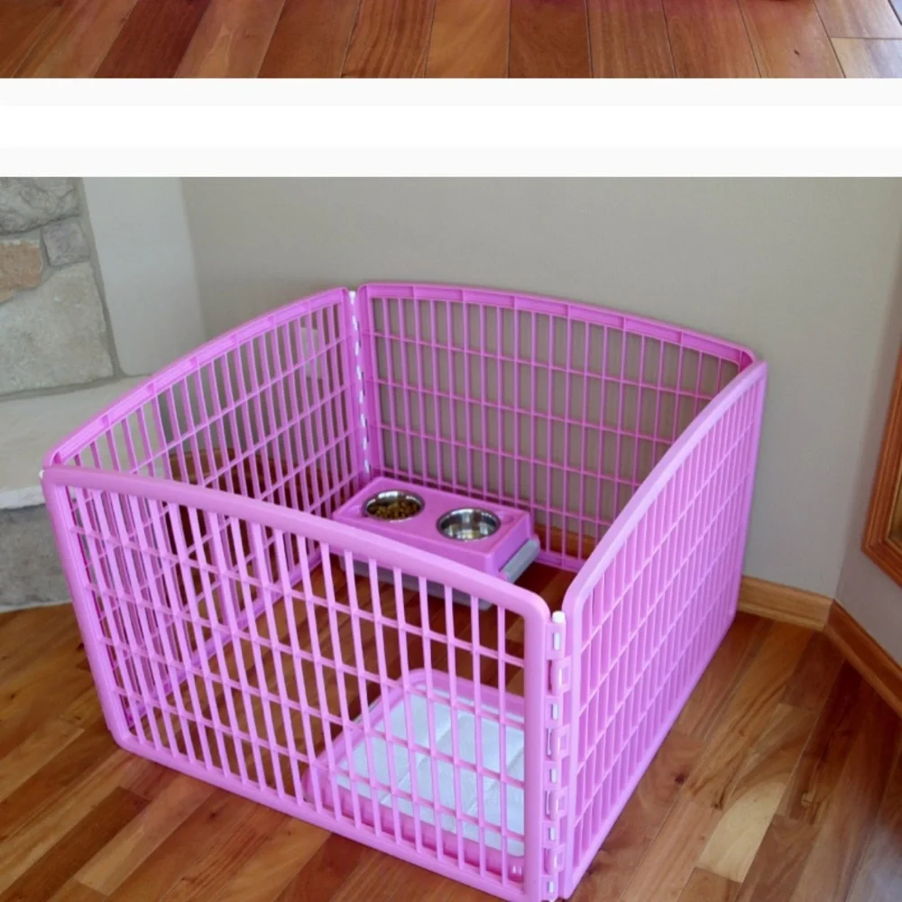 Pink dog pet pen indoor outdoor gate fence playpen kids outside inside playhouse